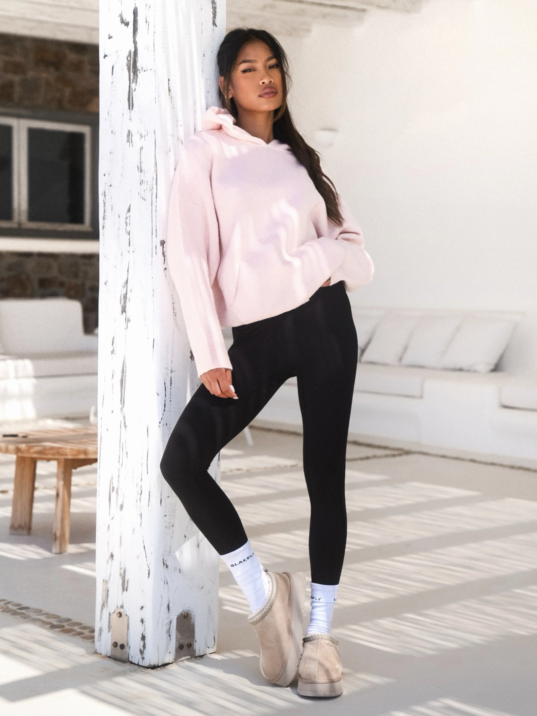 Flex Performance Fit Oversized Knitted Hoodie - Marshmallow Pink