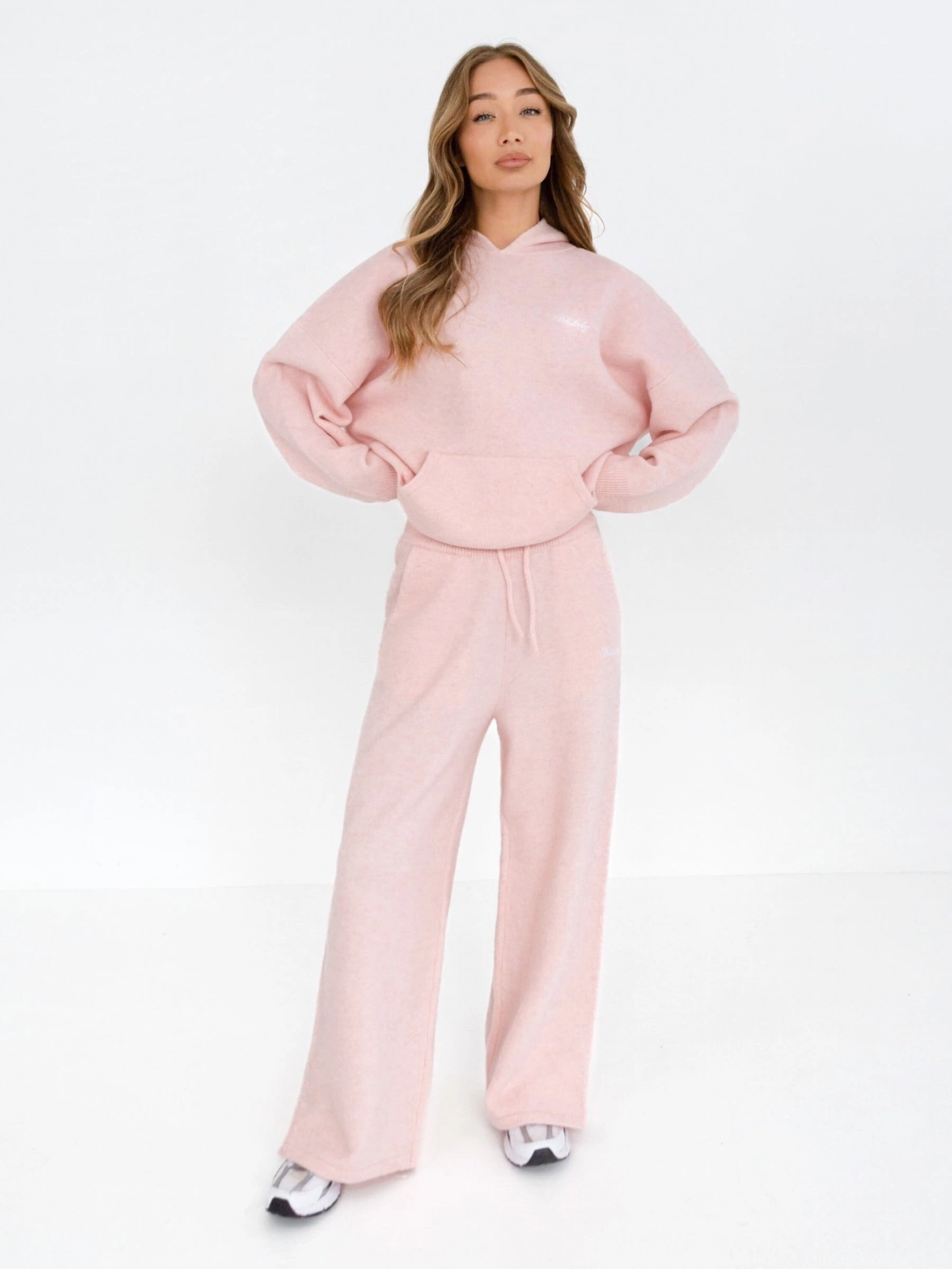 Oversized Knitted Hoodie - Marshmallow Pink Vegan Leather Mainstream fashion