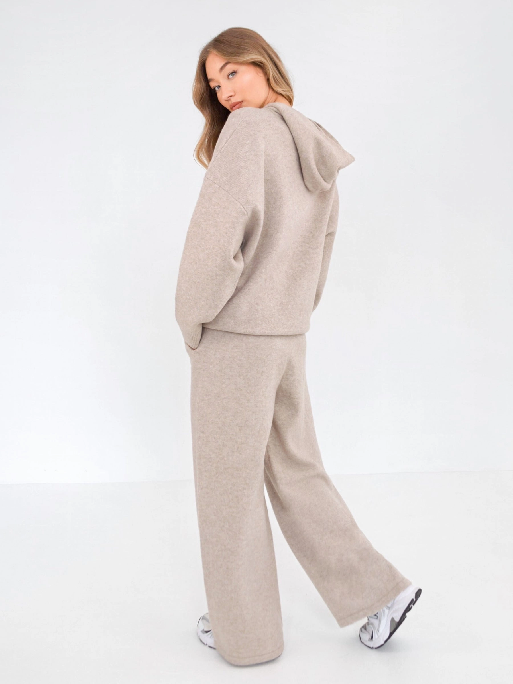 Oversized Knitted Hoodie - Toasted Taupe Street Energy Wear