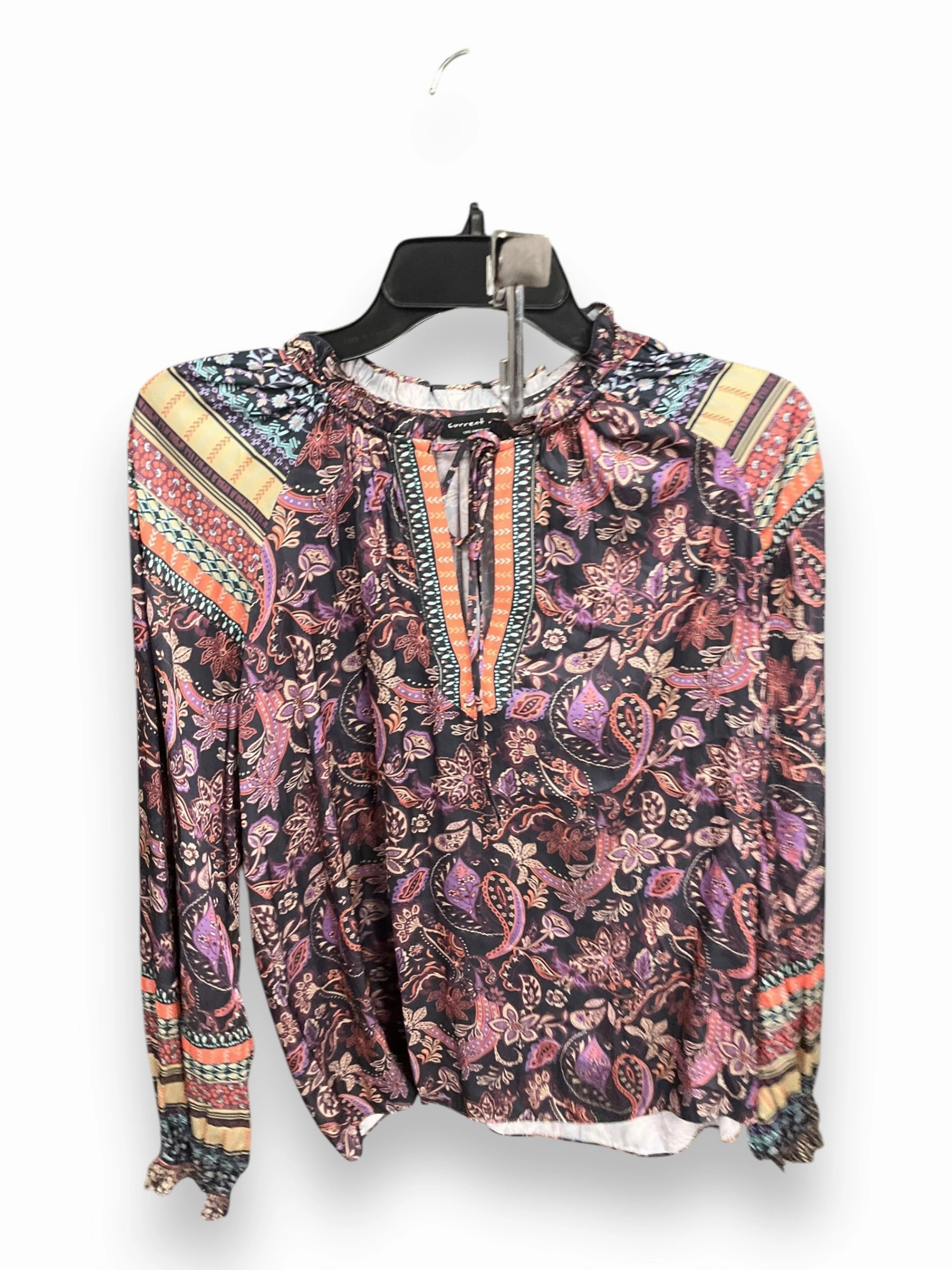 Contrast Stitch Detail Top Long Sleeve By Current Air In Multi-colored, Size: S