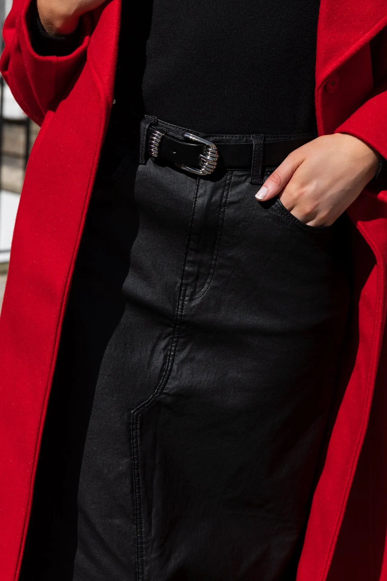 Easy Fit Kath High Waisted Coated Maxi Skirt