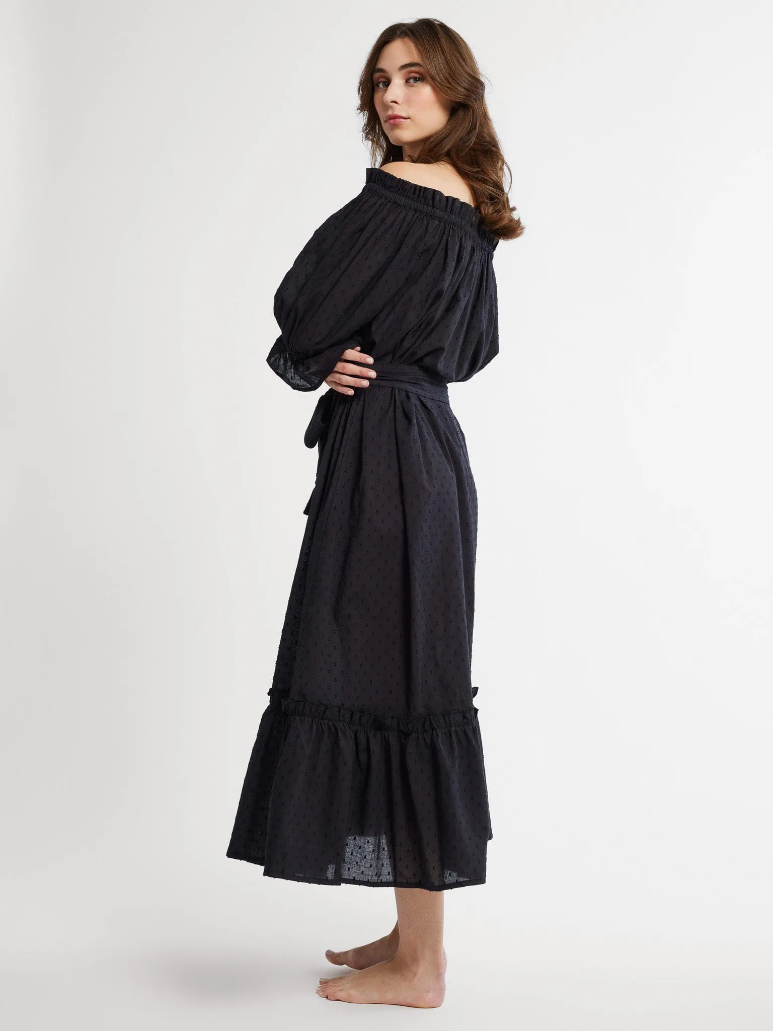 Paloma Dress in Black Swiss Dot Metallic-Shine Pure Aesthetic