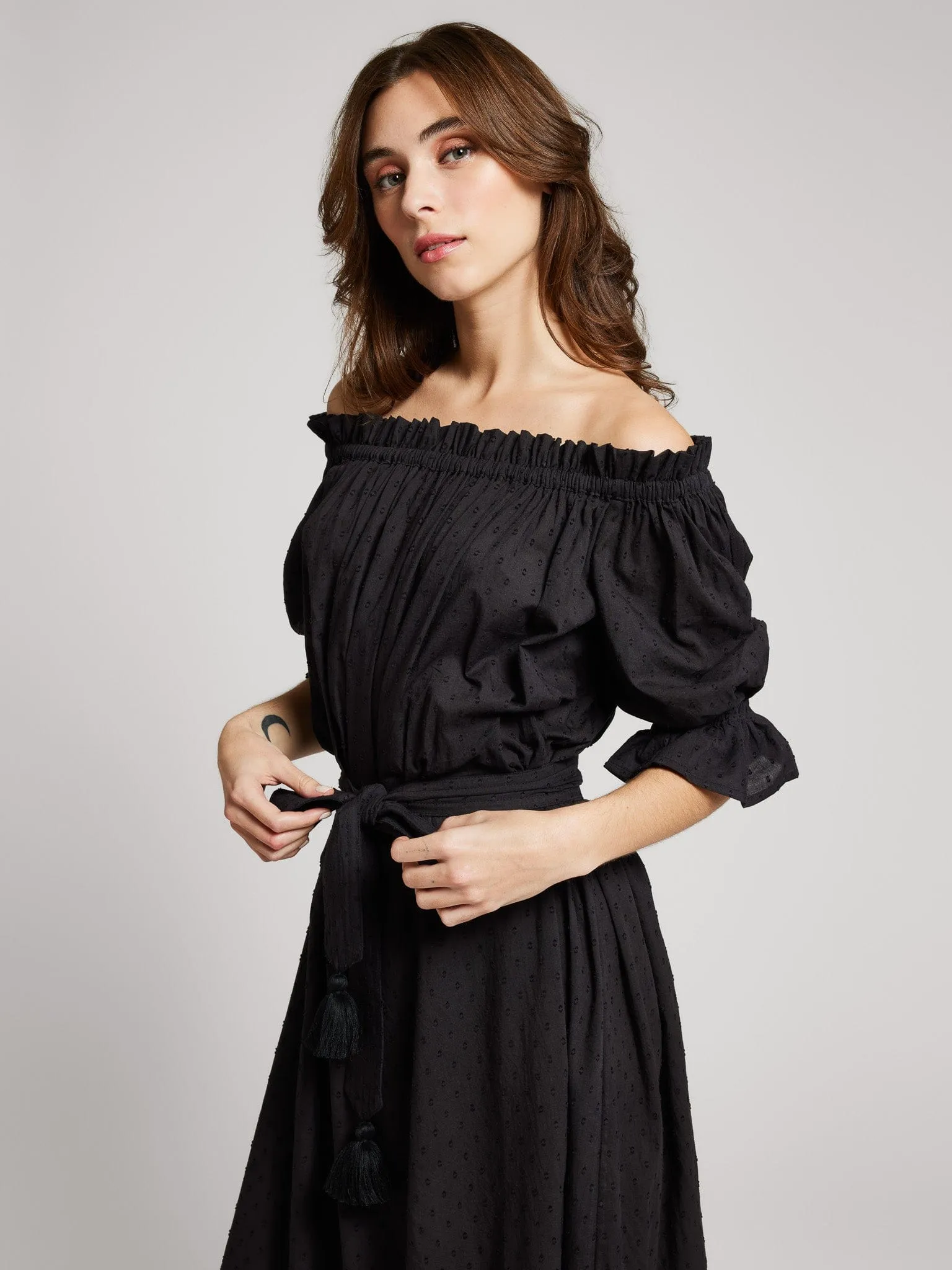 Sophisticated Wear Paloma Dress in Black Swiss Dot