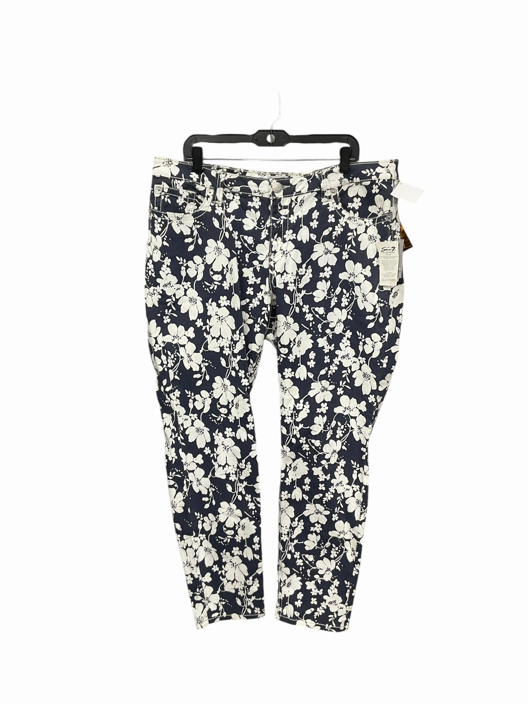Pants Other By Seven 7 In Blue & White, Size: 20 Double Chest Pocket Tubular Body Construction