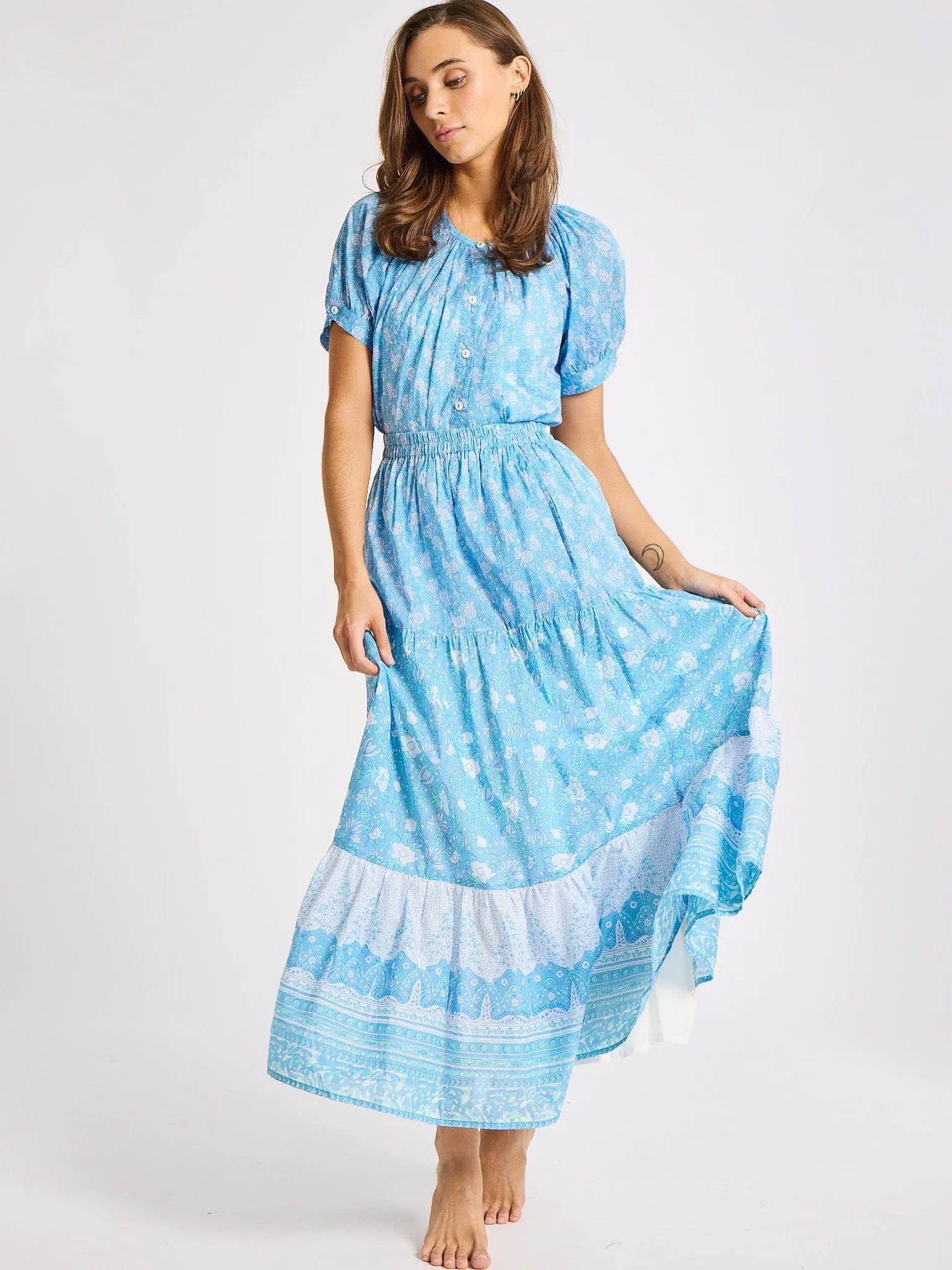 Stretch Material Eco conscious Paola Skirt in Charleston Floral