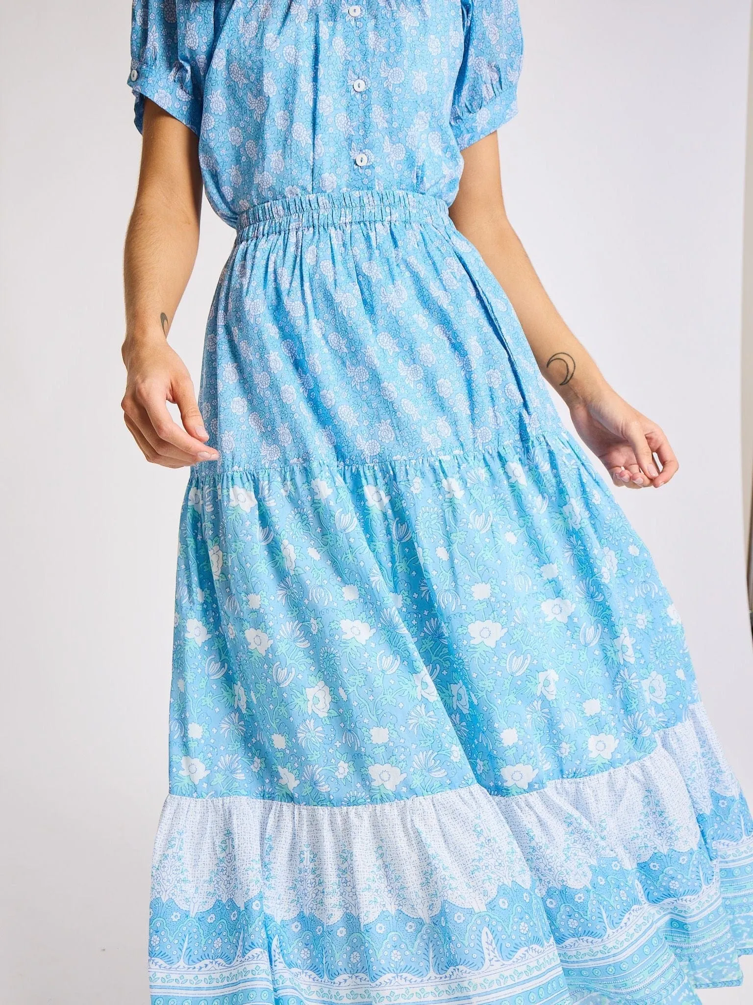 Paola Skirt in Charleston Floral Flexible Waistband Cotton Rich