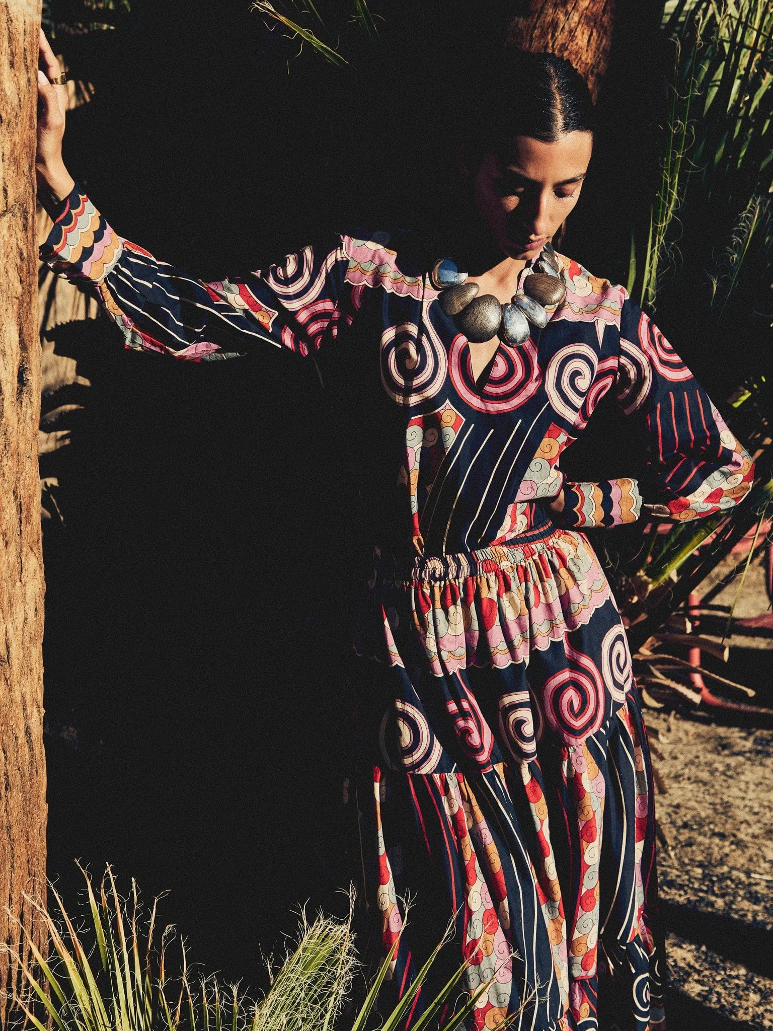 Paola Skirt in Maar Print Artistic Influence