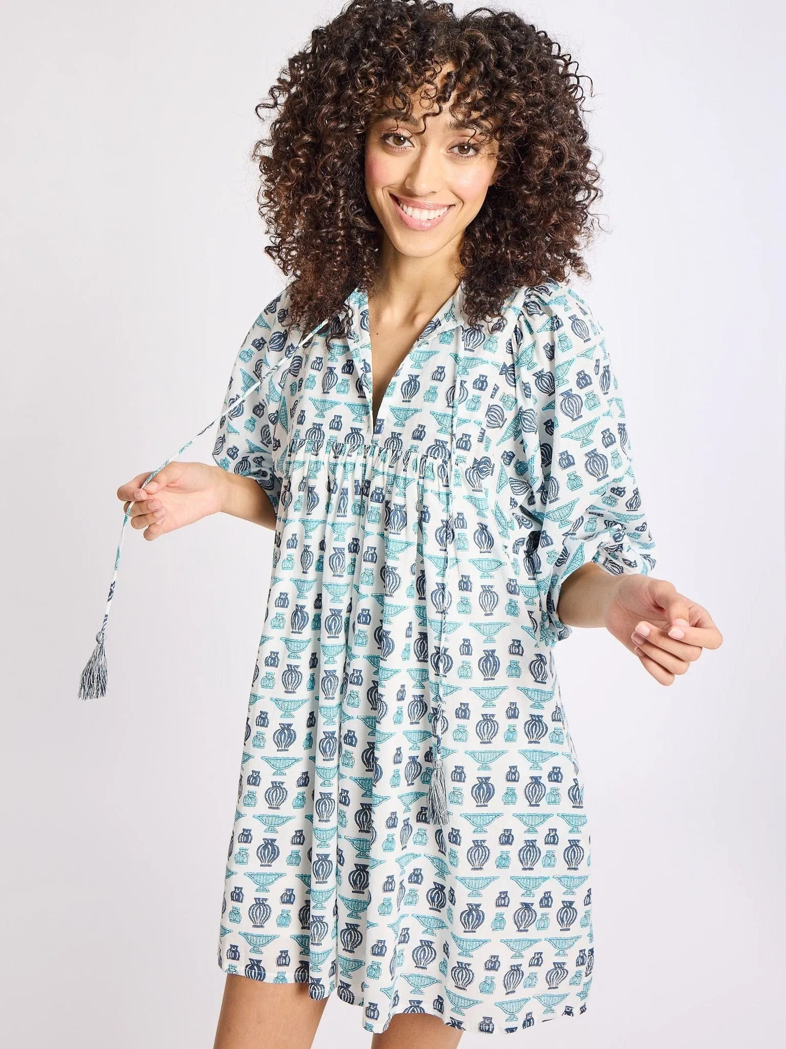 Daisy Dress in Athens Print Structured-Shape Dew Tone
