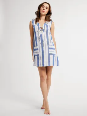 Penny Dress in Nantucket Stripe Silk-Blend Satin Soft