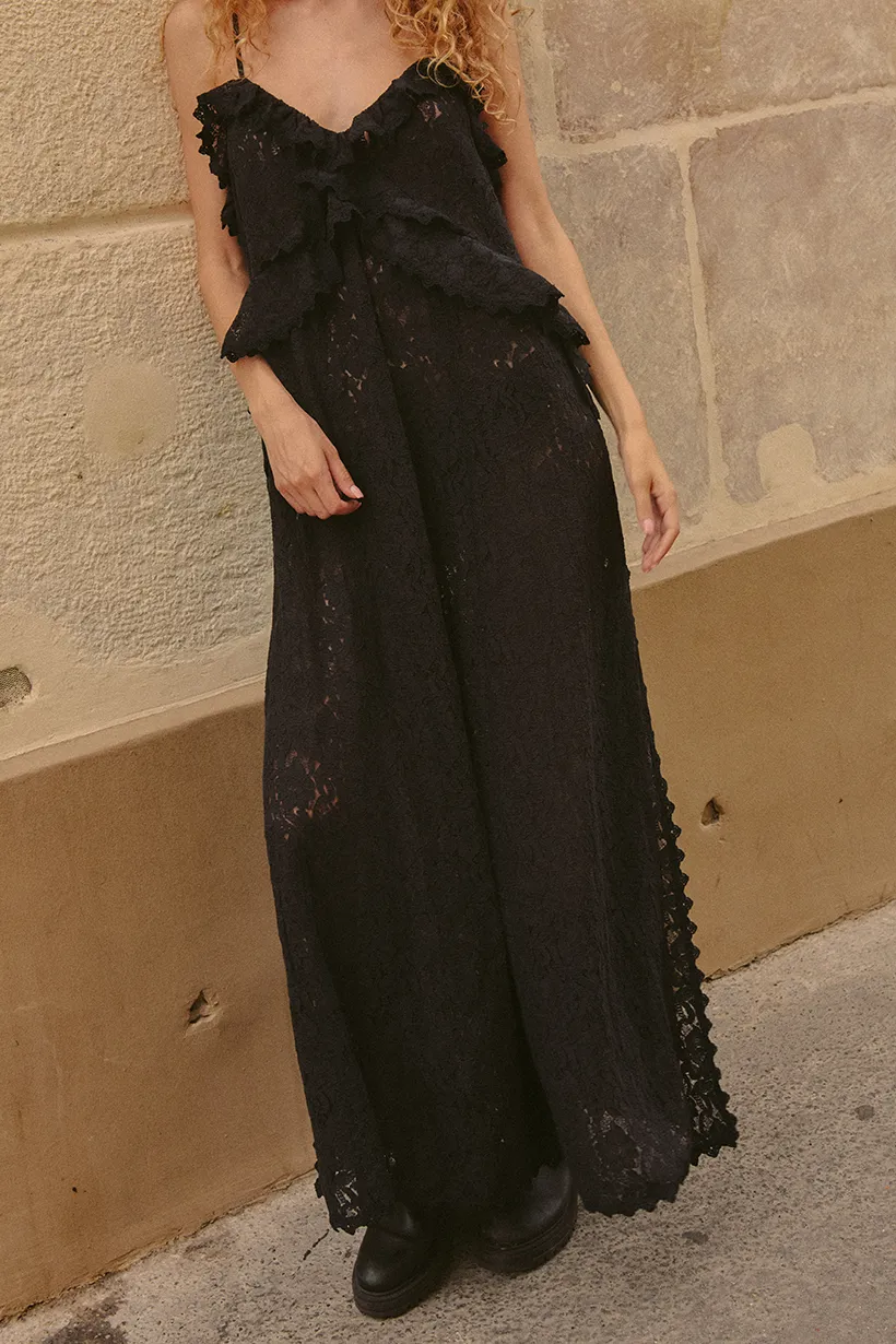 Farm Air Bright-colored piece Lux Lisbon Lace Strappy Maxi Dress