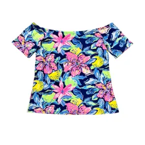 Seasonal Fashion Fashionable Look Top Short Sleeve Designer By Lilly Pulitzer In Floral Print, Size: S