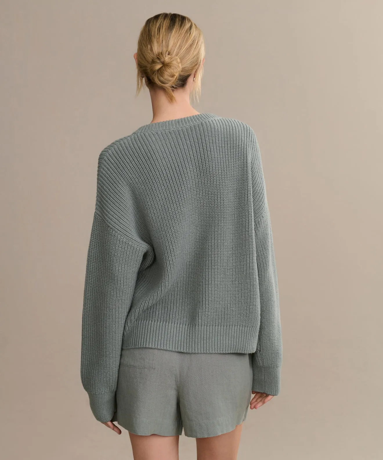 Cotton Hayes Crewneck Cardigan Elastic waist Perfect for Layering