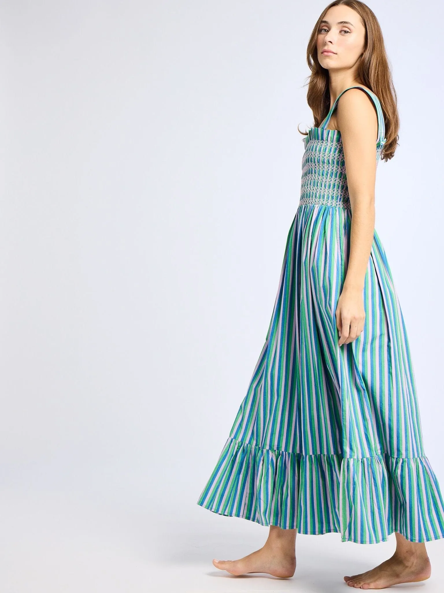 Minimalist Style Evening Classic Garden Dress in Printemps Stripe