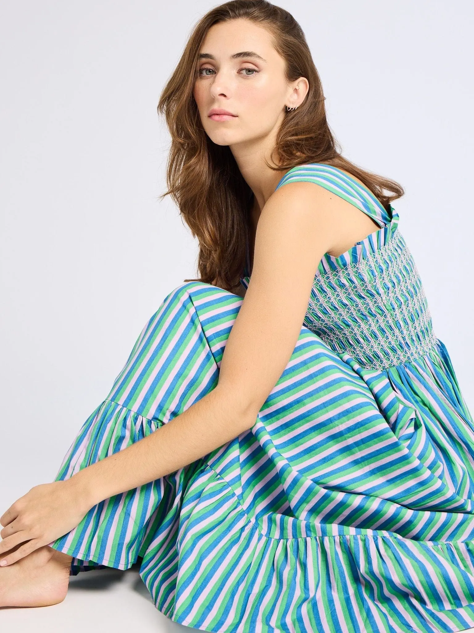 Luxe Touch Lace Fine Garden Dress in Printemps Stripe