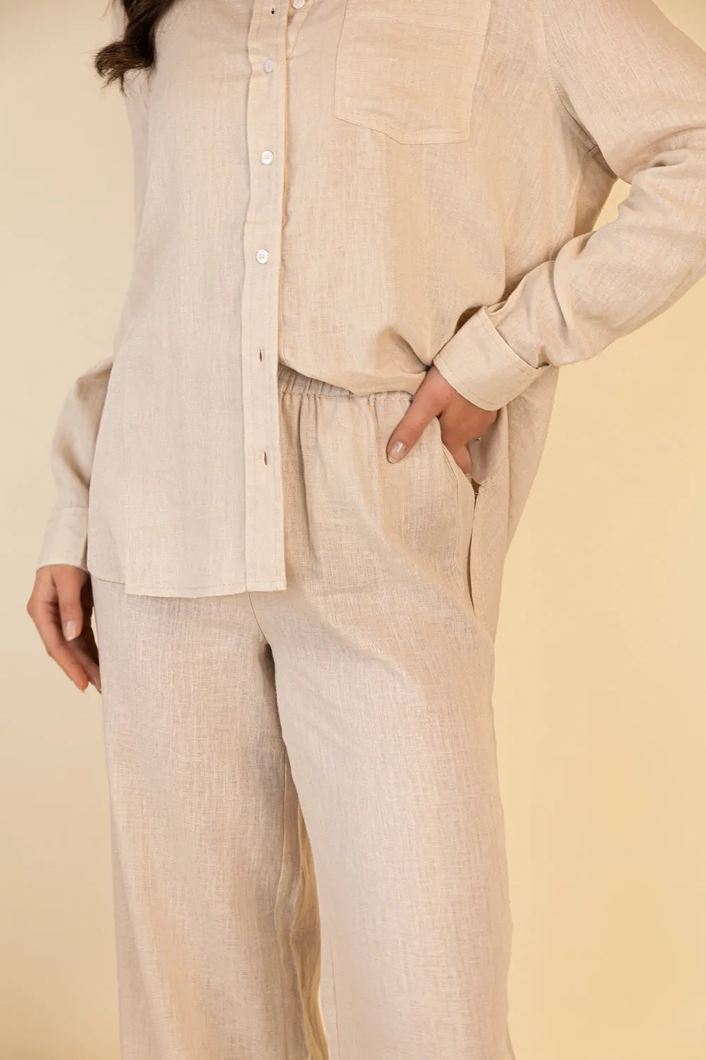 Trendy Design No Fuss Fit Tokyo Linen Blend High Waisted Trousers