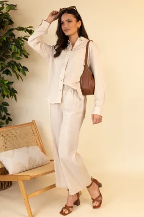 Tokyo Linen Blend High Waisted Trousers Cozy Wear