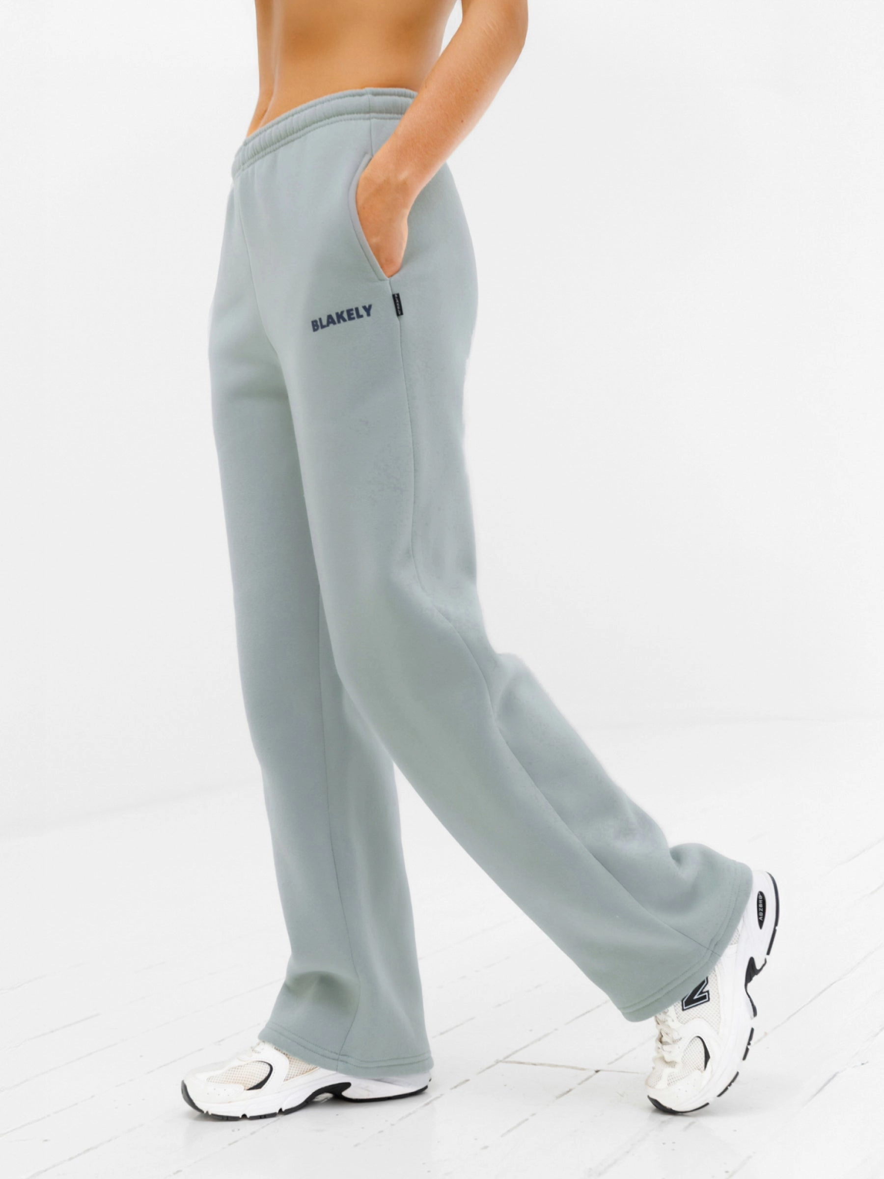 Light and Cozy Amelie Wide Leg Sweatpants - Mineral Blue
