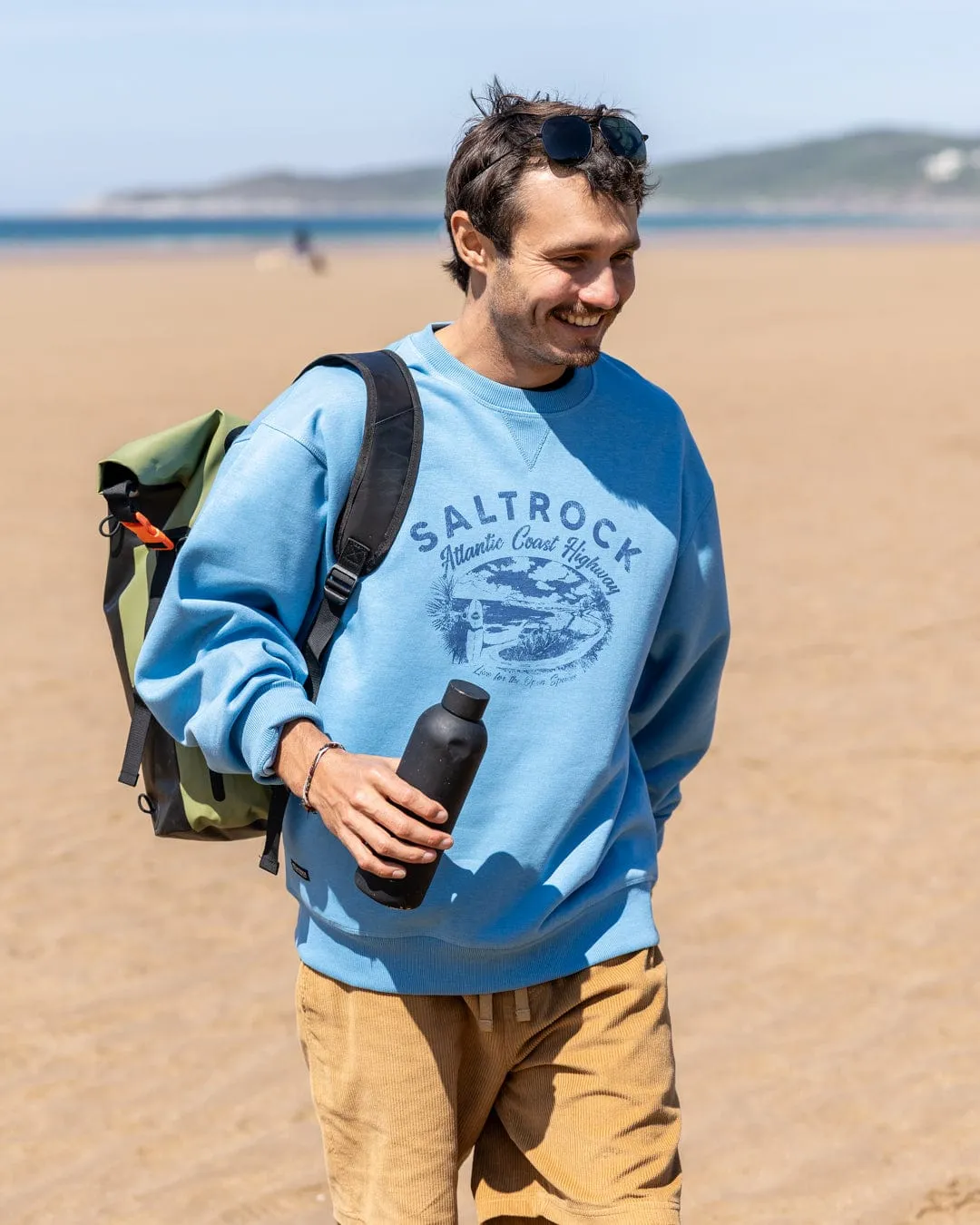 Layered Knit AC Highway - Mens Oversized Sweat Top - Blue