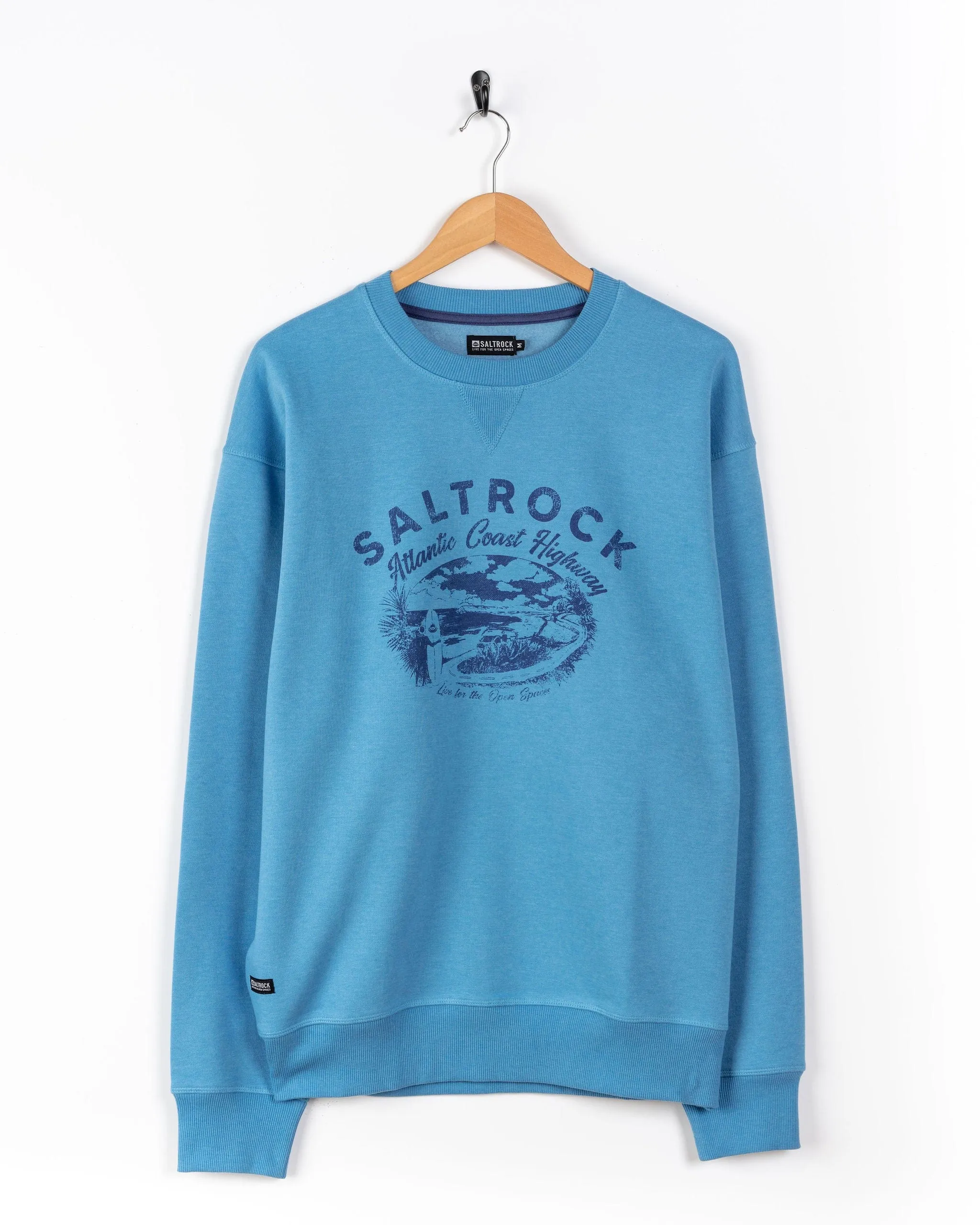 AC Highway - Mens Oversized Sweat Top - Blue Roomy Pockets Functional Layers