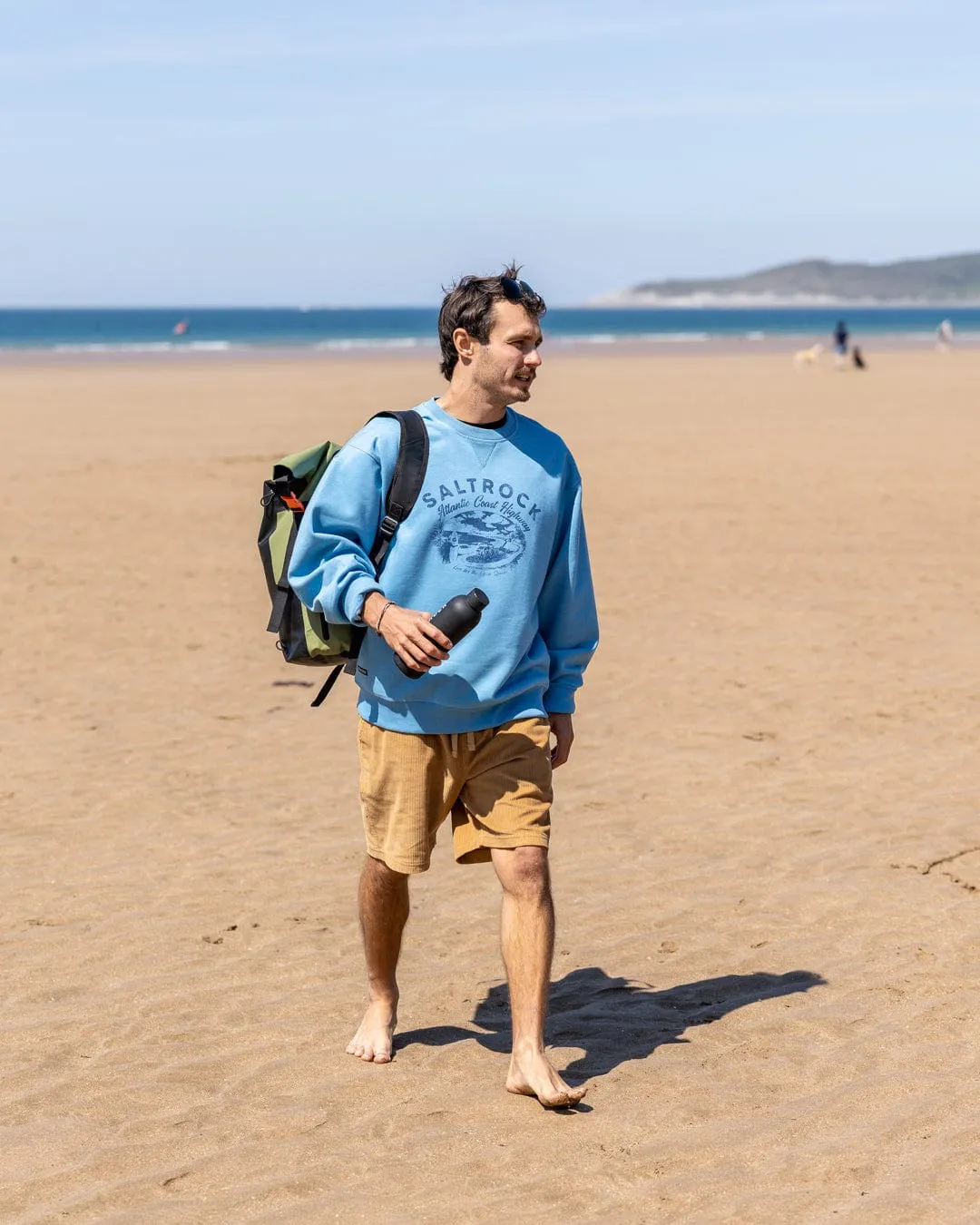 AC Highway - Mens Oversized Sweat Top - Blue Snug Fit Knit