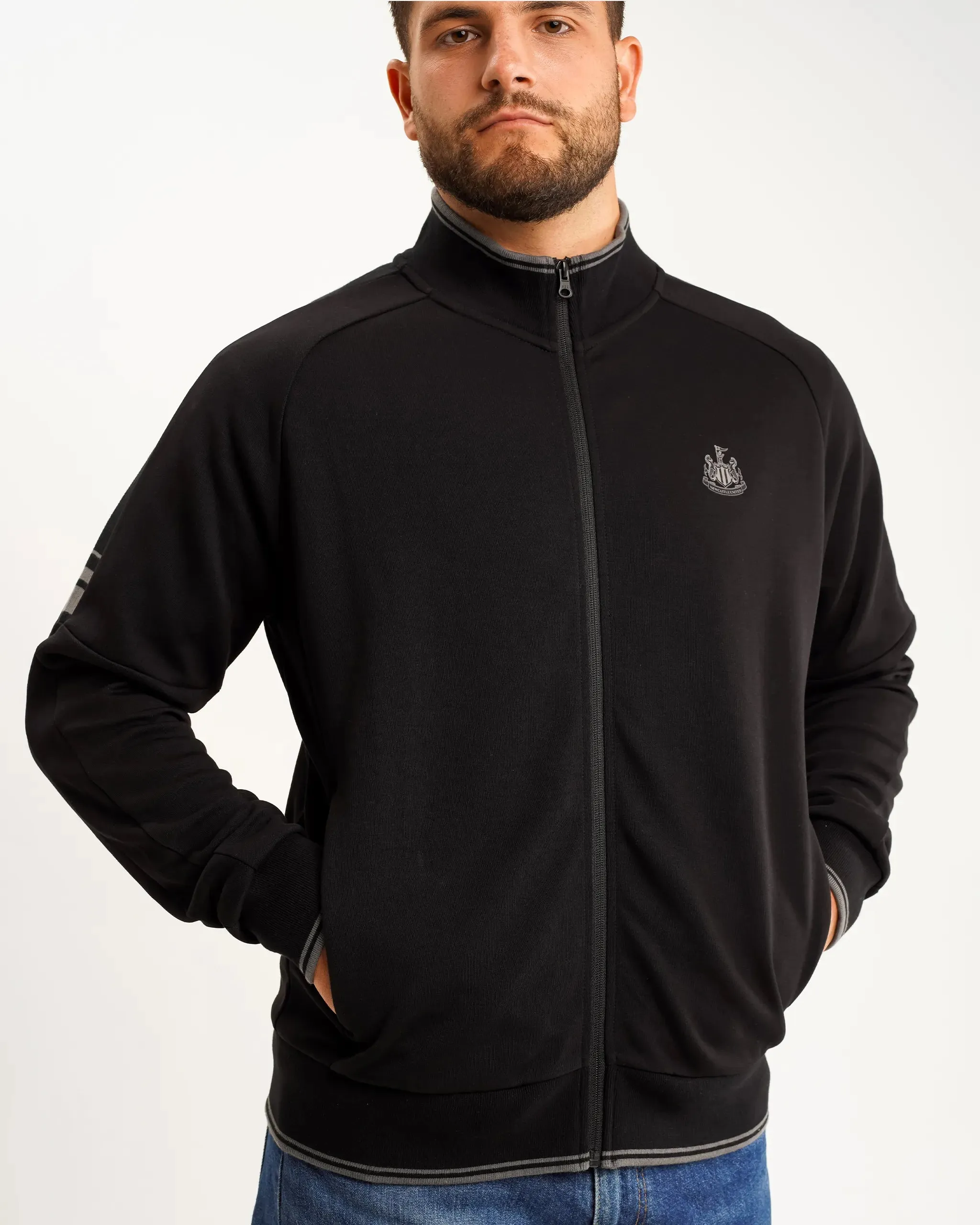 Newcastle United Men's Black Label Track Top Abrasion Resistant Seams Comfort Flex