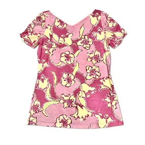 Comfy Casual Pink & Yellow Top Short Sleeve Designer By Lilly Pulitzer, Size: L