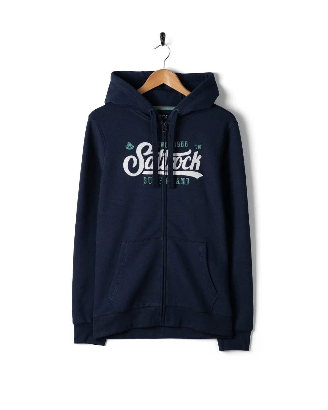 Pitcher Applique - Mens Zip Hoodie - Blue Ergonomic Sleeve Engineering