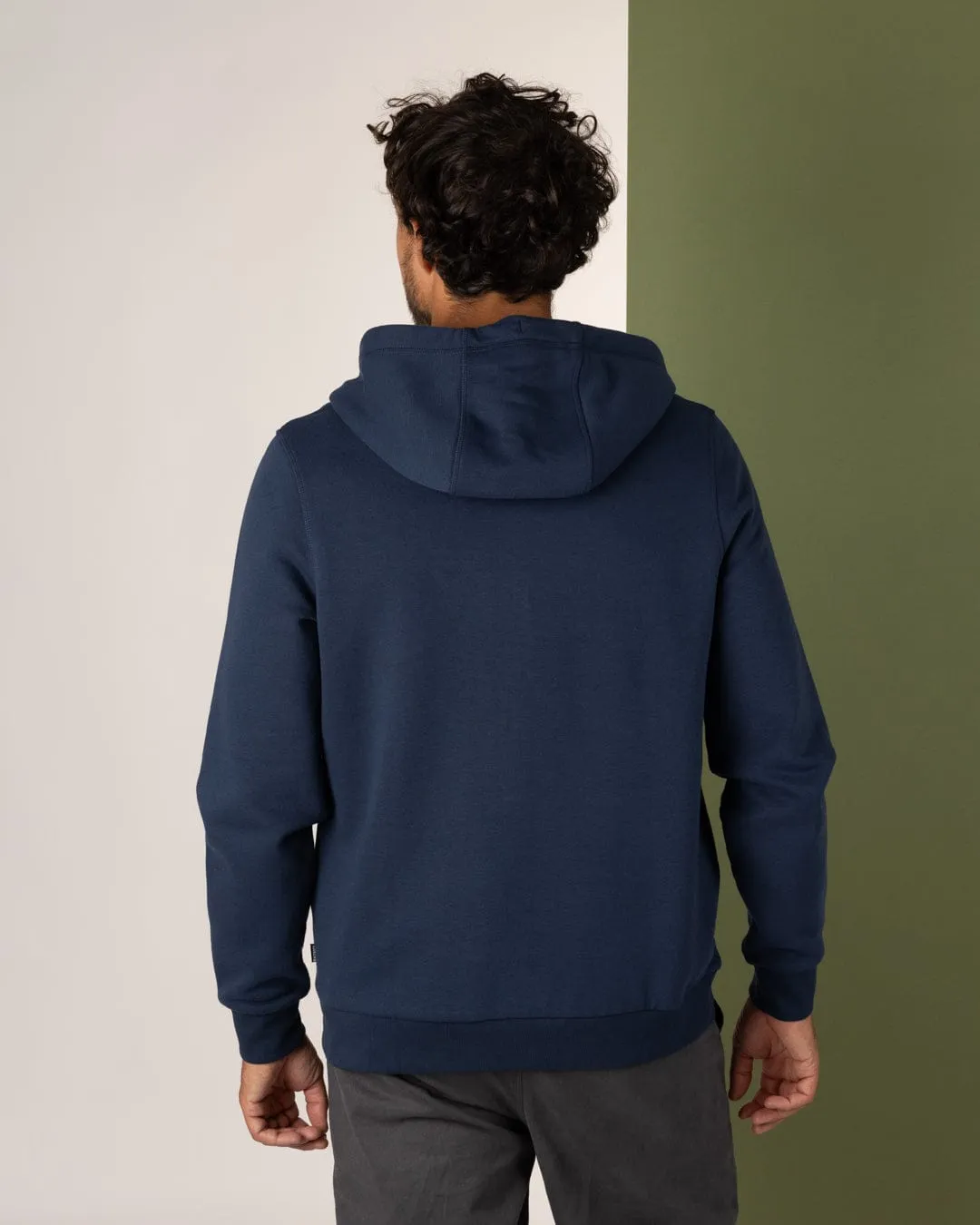 Fine Gauge Double Layered Collars Pitcher Applique - Mens Zip Hoodie - Blue