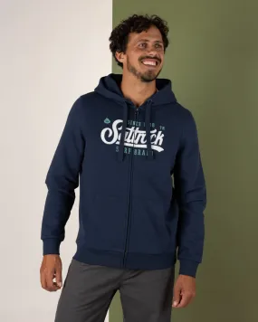 Pitcher Applique - Mens Zip Hoodie - Blue Casual Knit