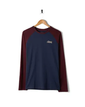 Pitcher Embroidery - Mens Raglan Long Sleeve T-Shirt - Dark Purple Essential Look Eye-Catching