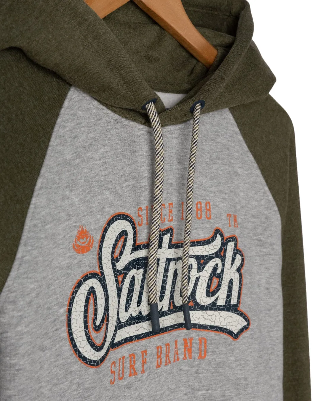 Relaxed Knitwear Pitcher - Mens Pop Hoodie - Green/Grey