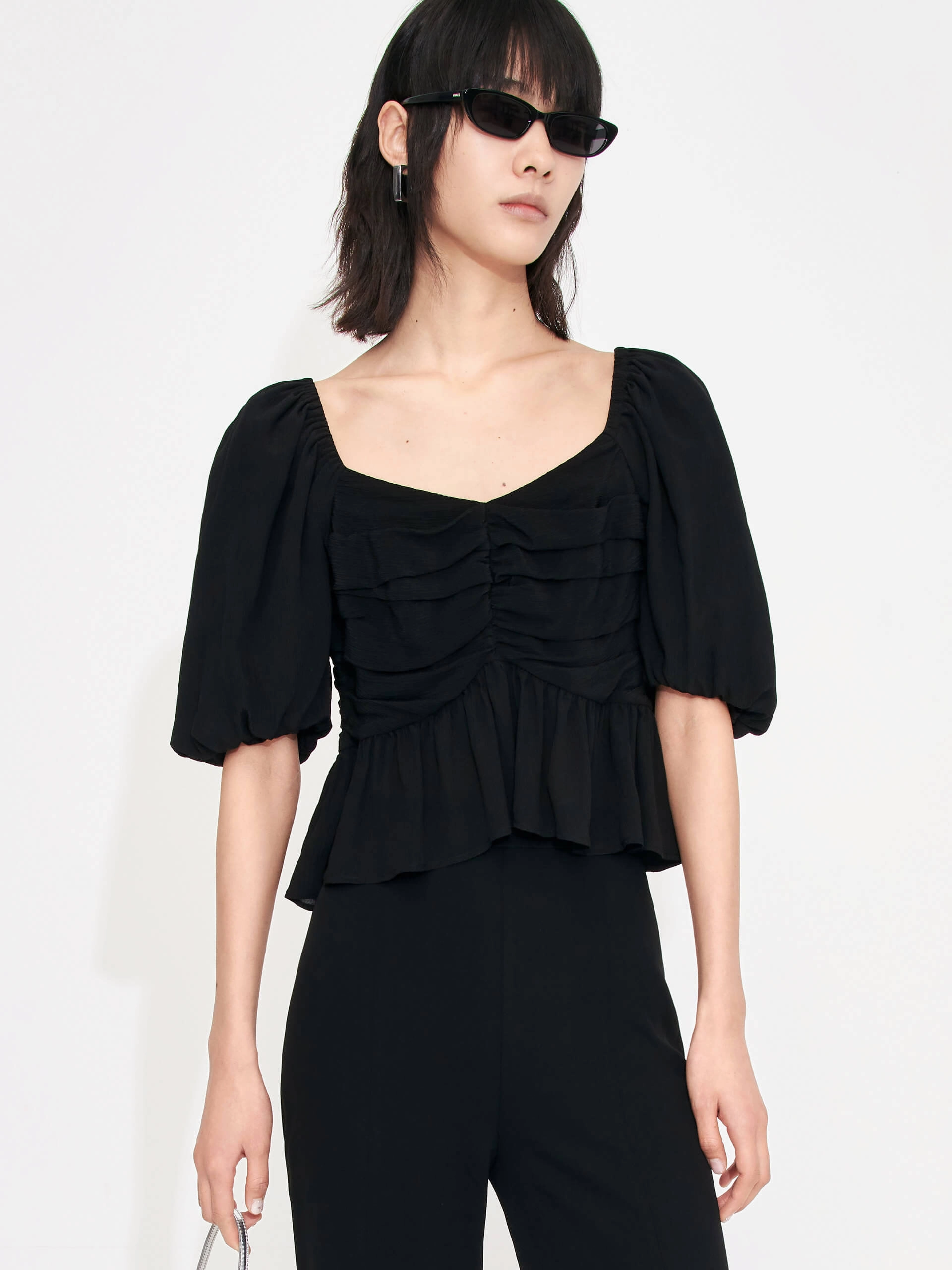 Pleated Detail Silk Top Dynamic Flex Fabric Temperature Control Technology