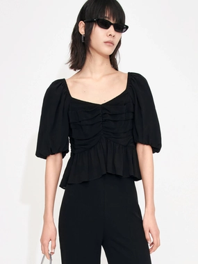 Pleated Detail Silk Top anti slip grip