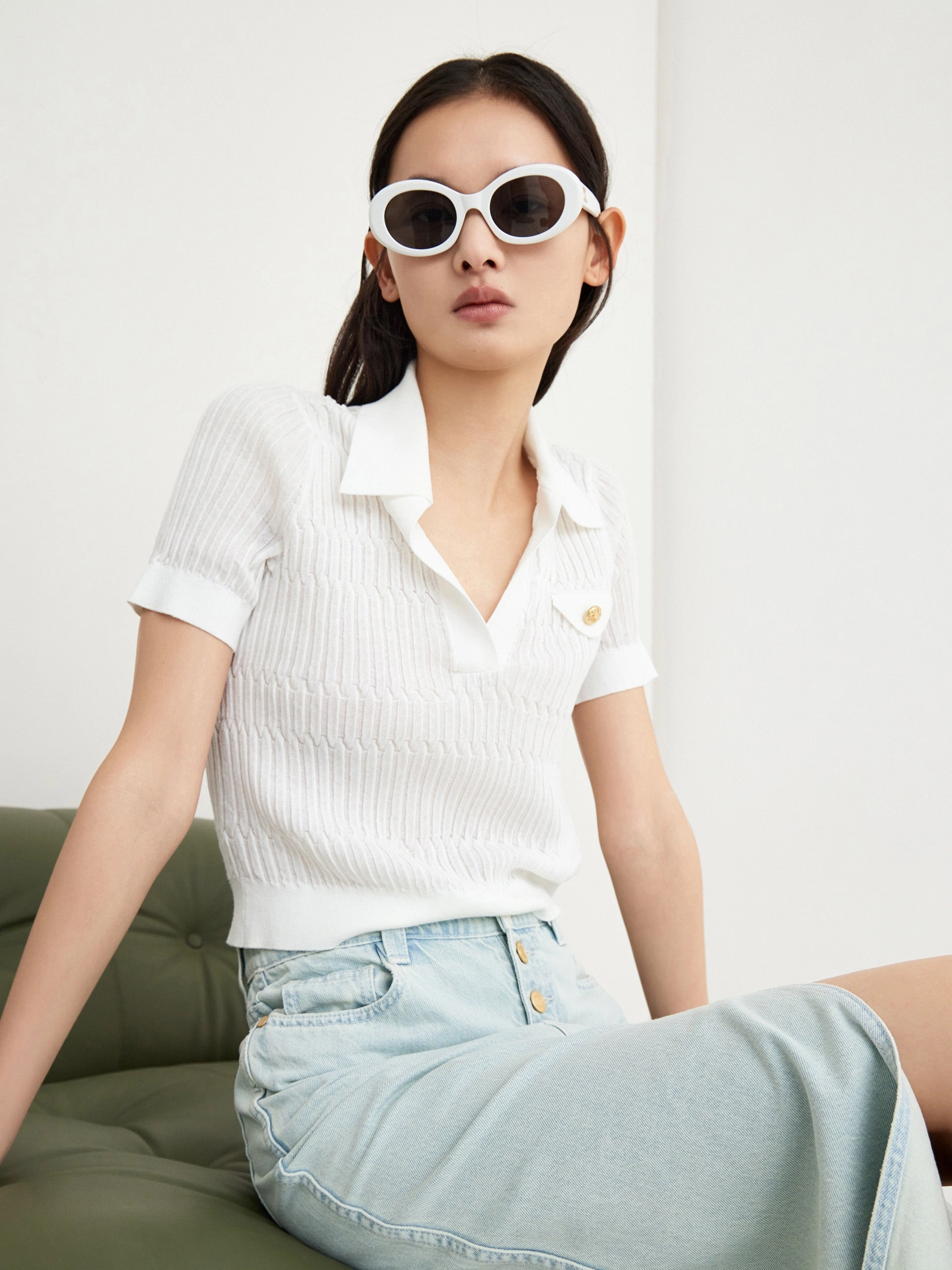 Polo Collar Structured Top Friction Reducing Design