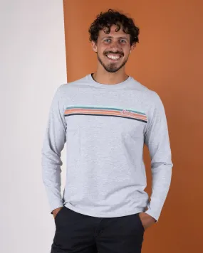Cozy Feel Torn Stripe - Mens Long Sleeve T-Shirt - Grey