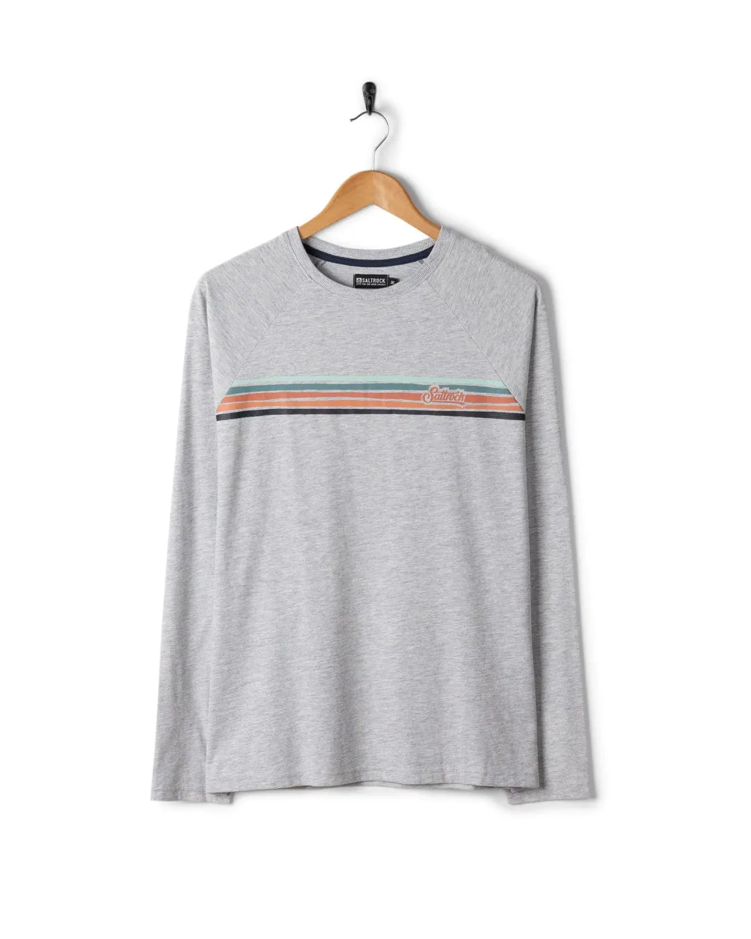 Torn Stripe - Mens Long Sleeve T-Shirt - Grey Timeless and Chic