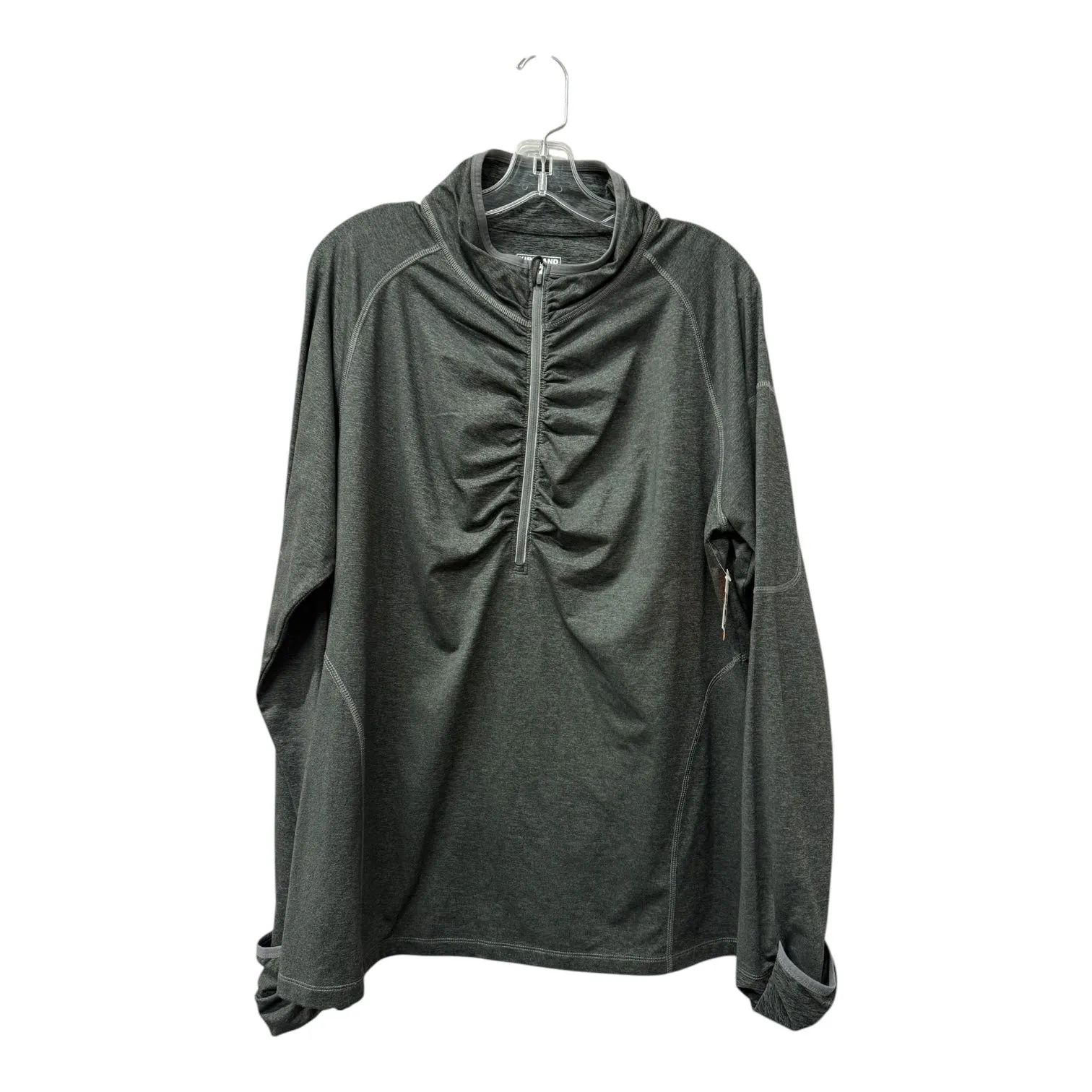 MeshVentilation Athletic Top Ls Collar By Kirkland In Grey, Size:1X