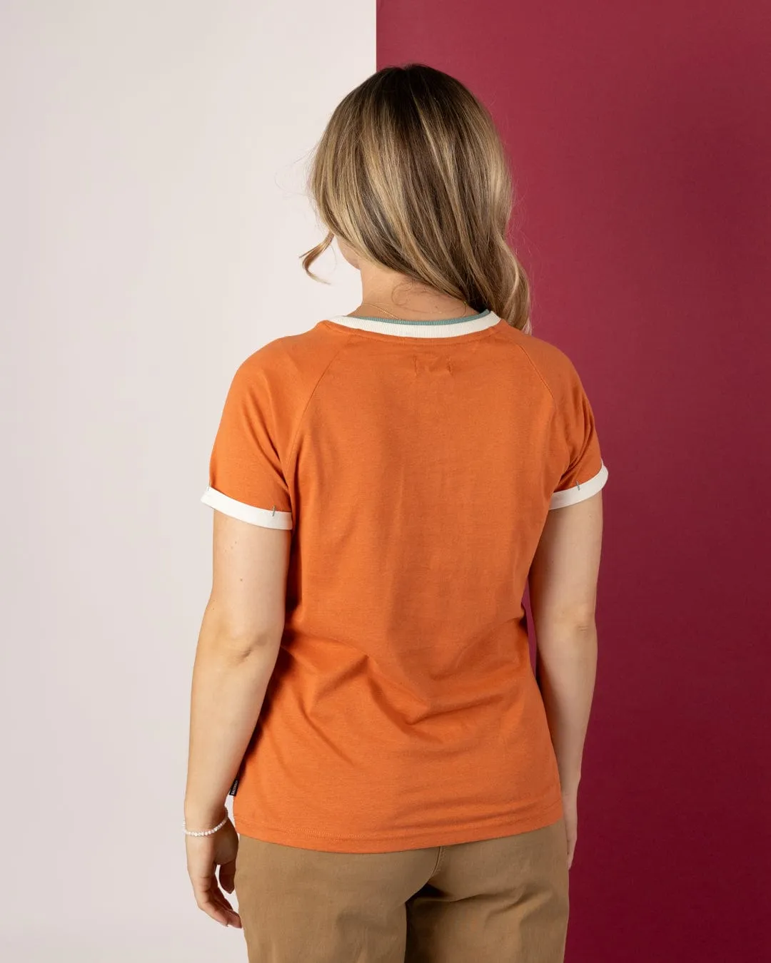 Odor Resistant Treatment AllSeasonWear Trader Triple - Womens Short Sleeve T-Shirt - Orange