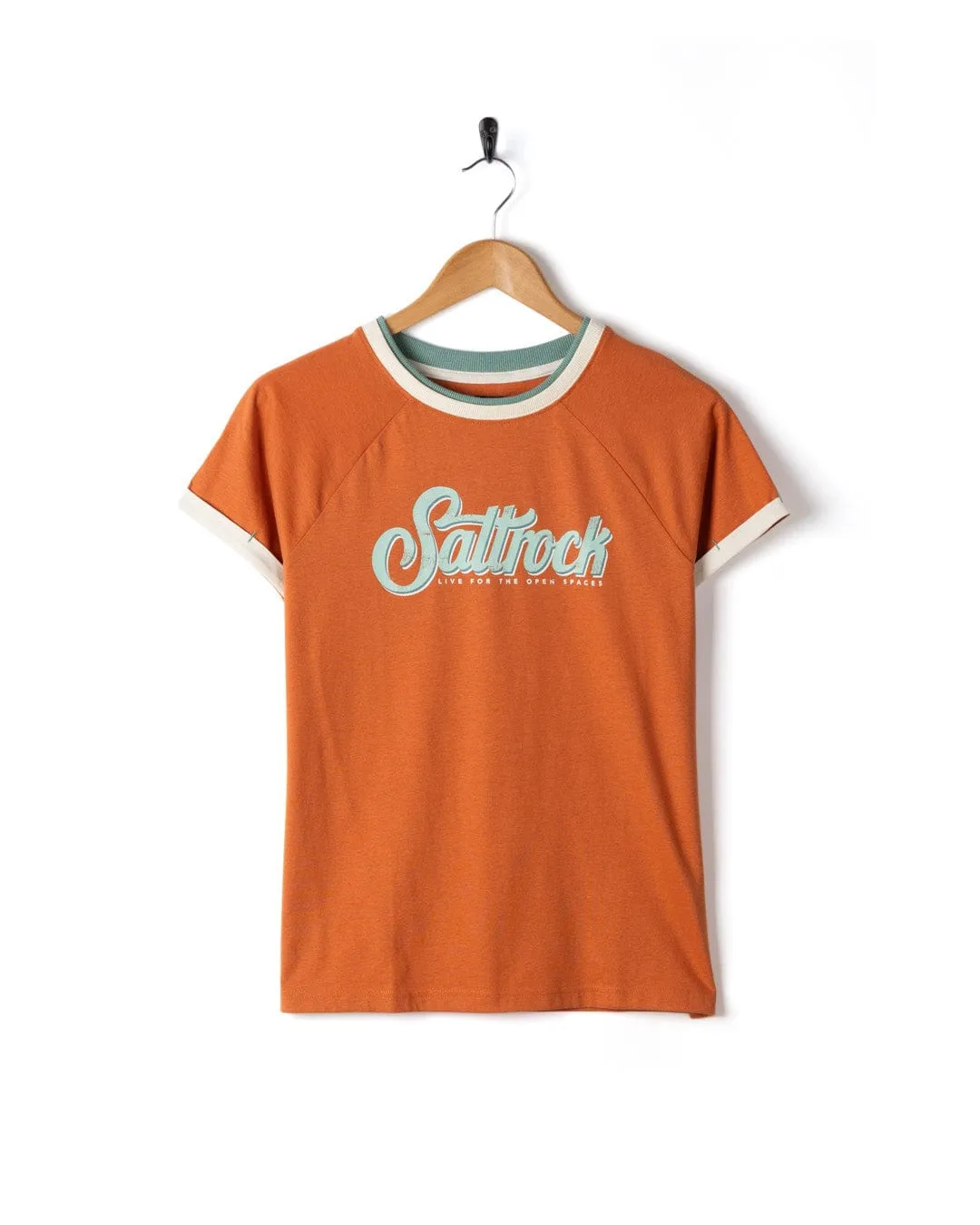 Trader Triple - Womens Short Sleeve T-Shirt - Orange Eco Friendly Fabric Buttery Soft Fabric