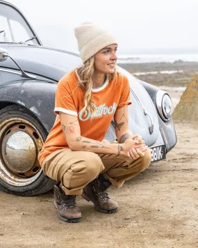 Trader Triple - Womens Short Sleeve T-Shirt - Orange oversized but not shapeless Moisture Management