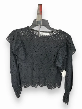 Regular Fit Easy Fit Blouse Long Sleeve By Zara In Black, Size: Xl
