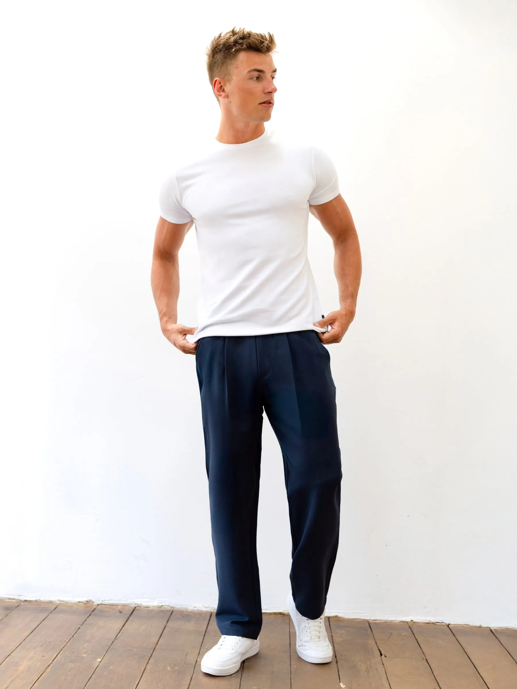 Preston Trousers - Navy Breathable Denim Comfy Option