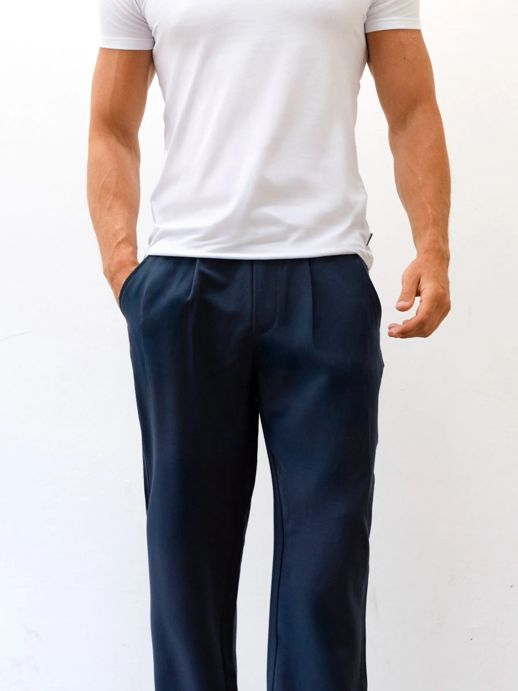 Preston Trousers - Navy Modern Minimalist Creative Look Effortless casual