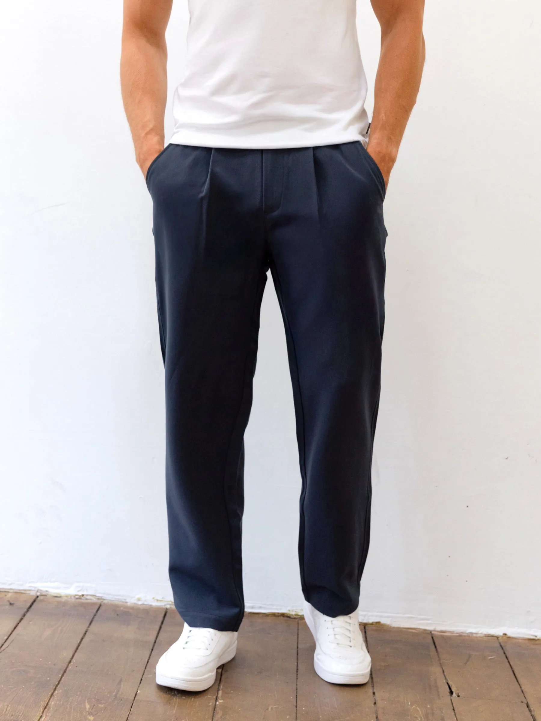 Preston Trousers - Navy Double Stitched Seams Family Style Casual Work Meeting