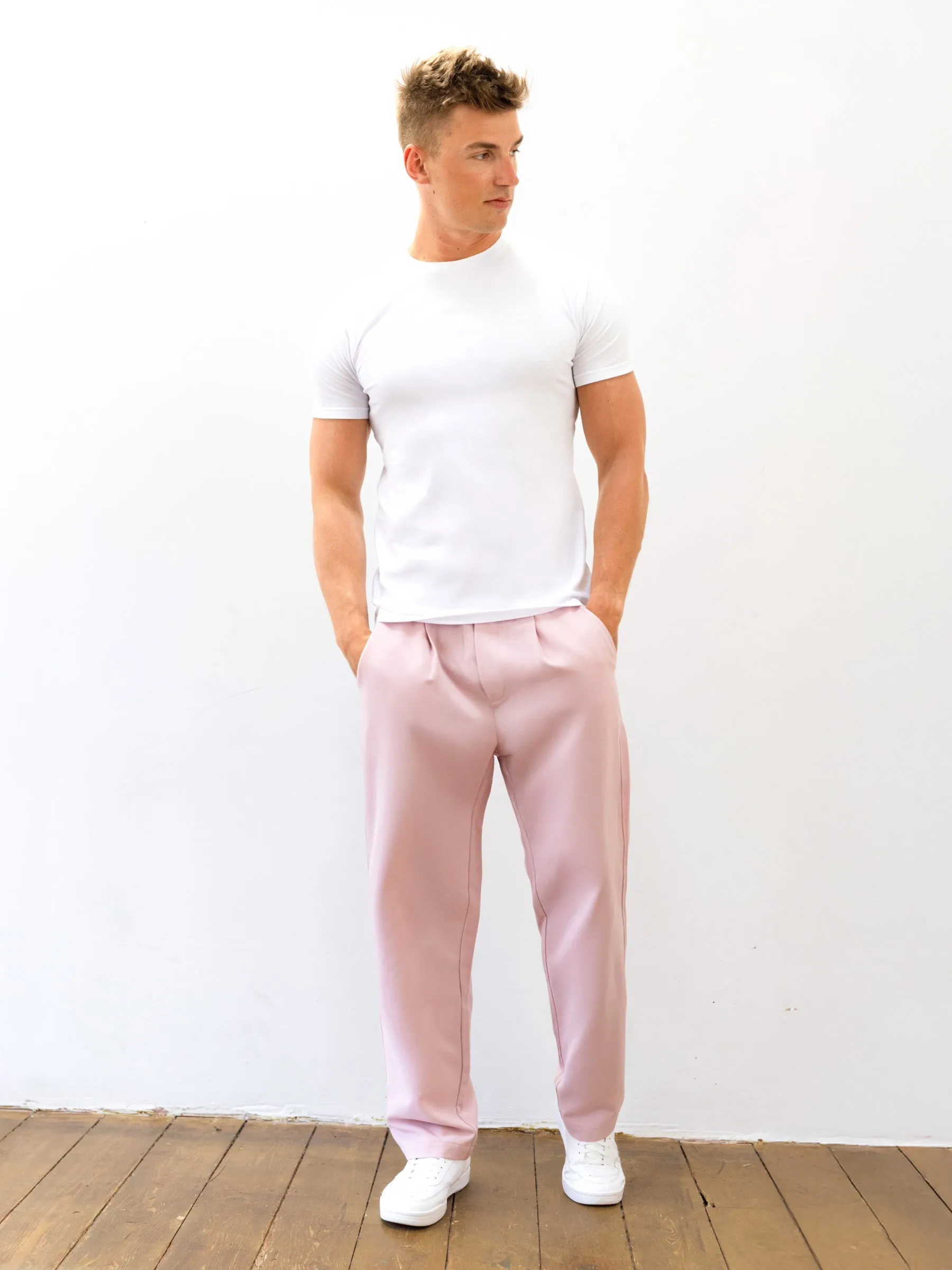Preston Trousers - Pink Lightweight Denim Blend Classic Weekend Getaway