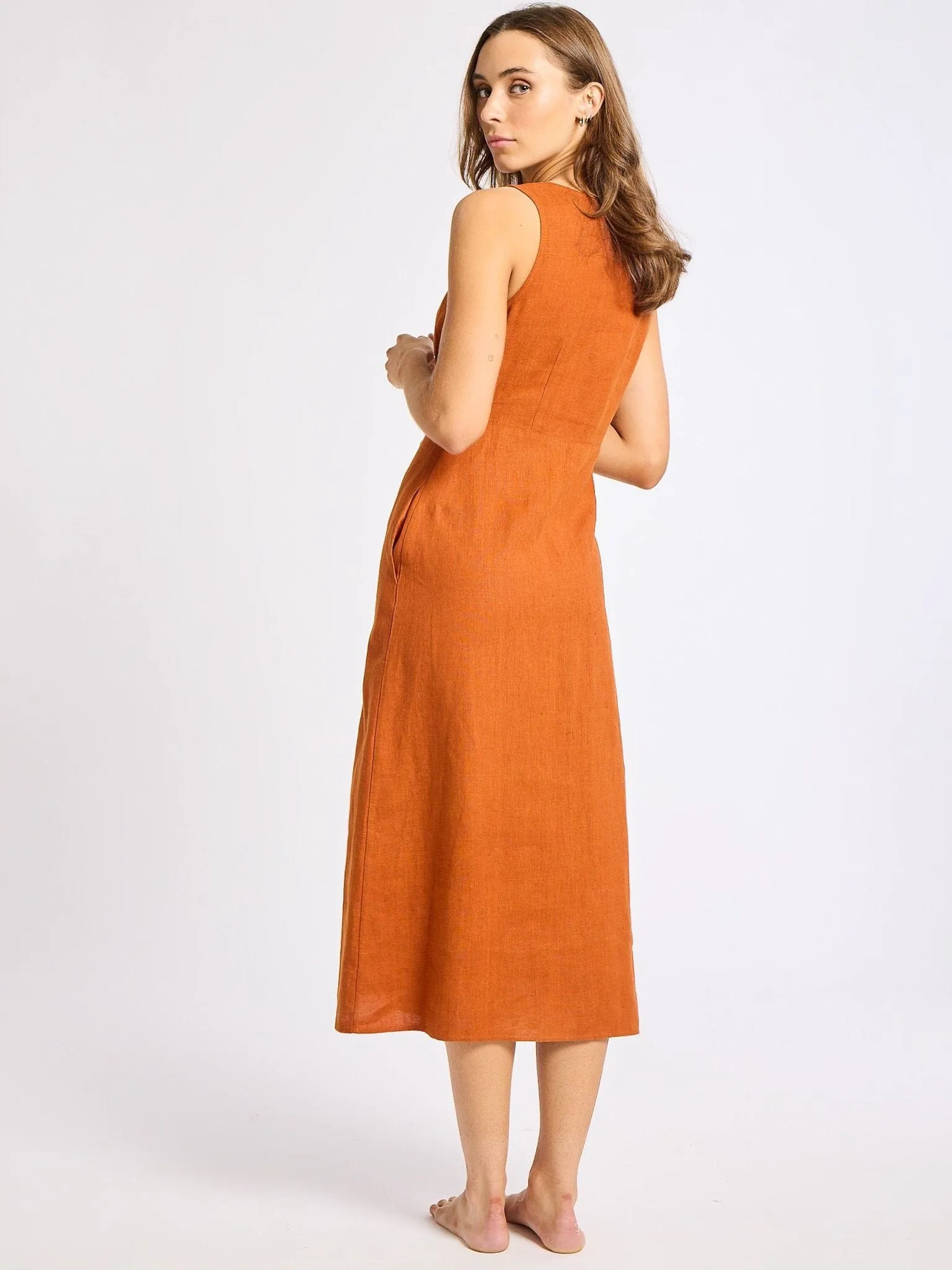 Effie Dress in Sepia Linen Clean Grace