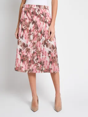 Smart Comfort Hygienic Coating Printed Crepe de Chine Pull-On Midi Skirt - True Fit
