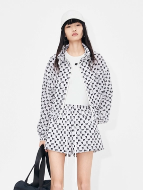 Printed Sheer Hoodie Jacket Low Bulk Material