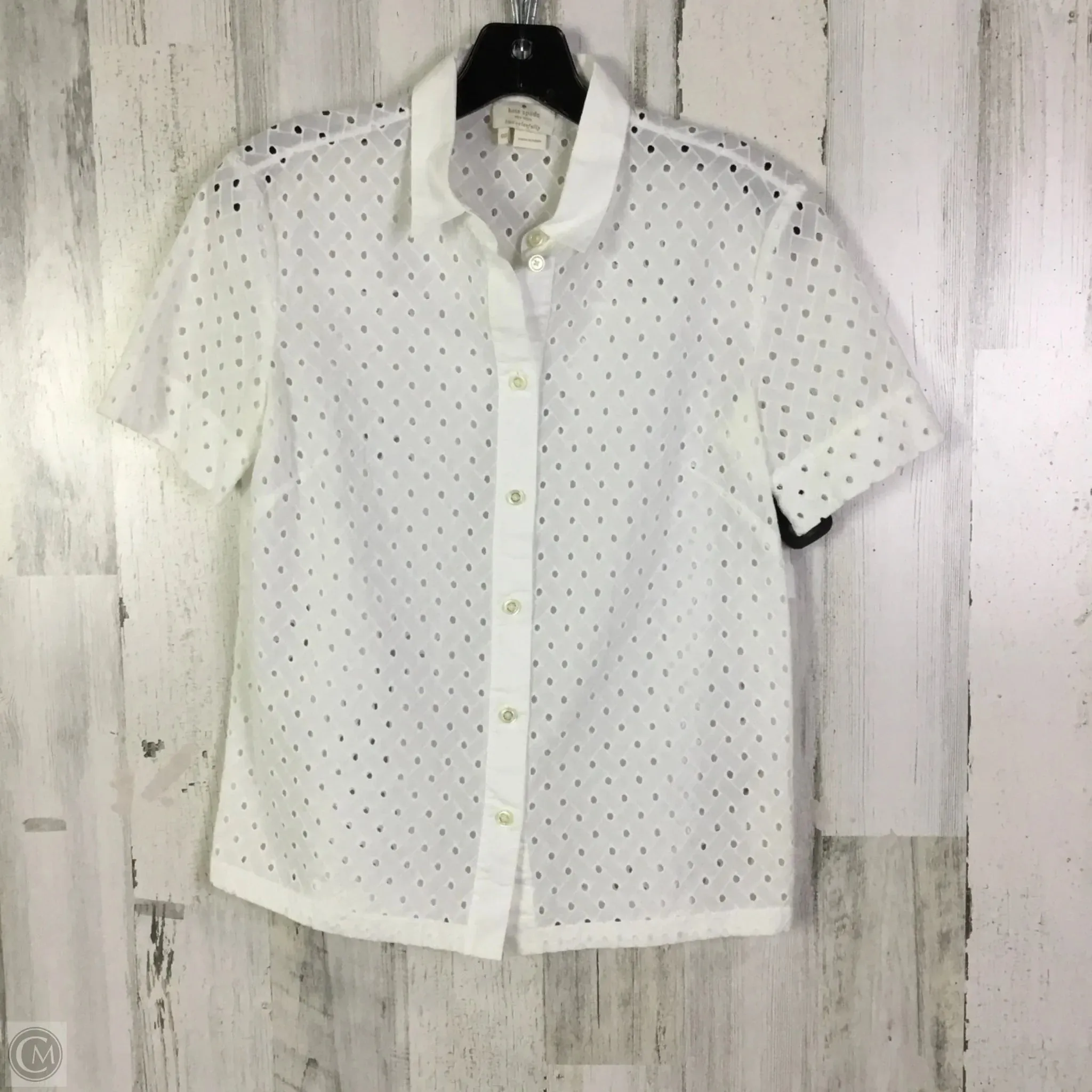 Top Short Sleeve Designer By Kate Spade In White, Size: Xxs short sleeved