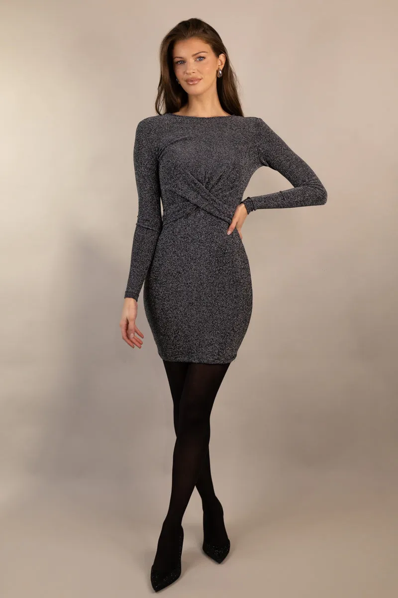 Modern Twist Queen Pewter Grey Glitter Dress